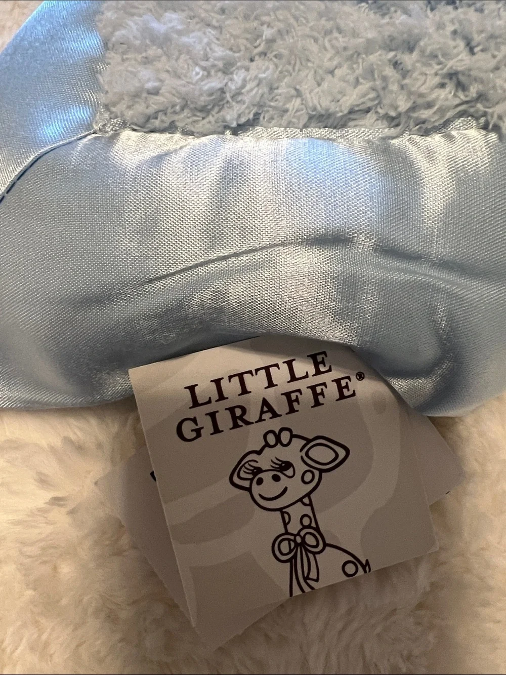 Little Giraffe Light Blue Chenille Baby Mini Blanket